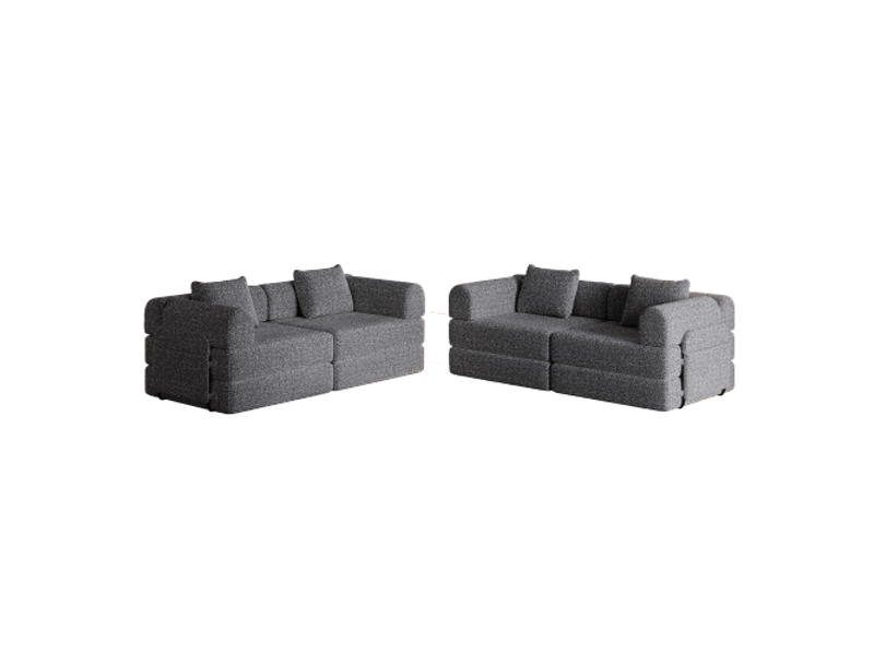  Canapé convertible en chenille 2-en-1 avec rangement, structure métallique, design modulable, gain de place, multifonctionnel  - Conforama A