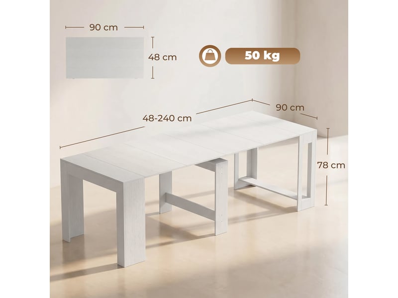  Console extensible pour 10 personnes, blanche  - Conforama E
