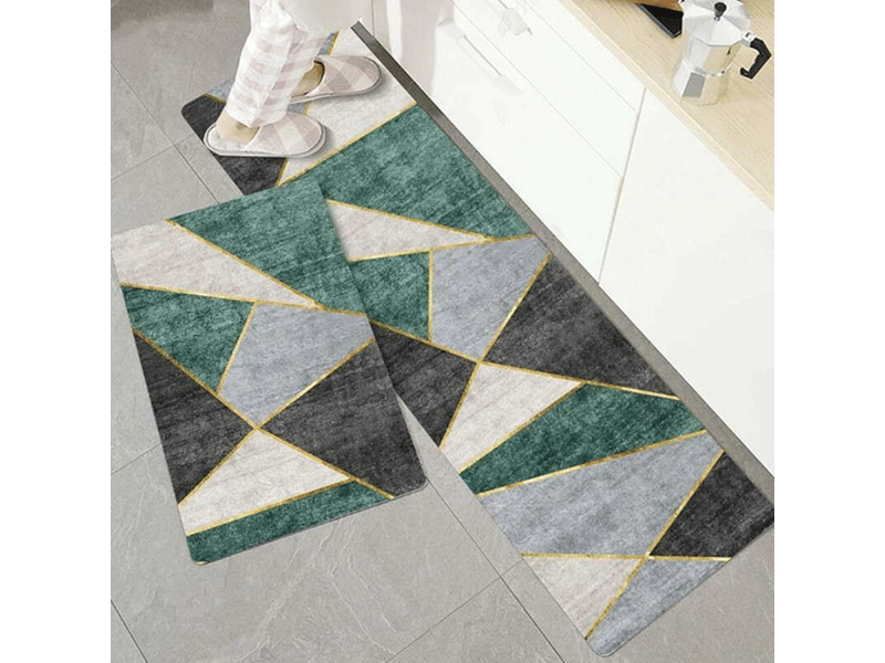  Tapis de cuisine antidérapant pour devant evier, géométrique motif, lot de 2 tapis de sol absorbant pour cuisine, doux tapis de passage 40 60+40 120  - Conforama E