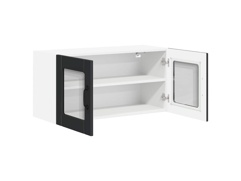 Meuble mural de cuisine, cabinet en verre mural noir 80x31x40cm - Conforama E