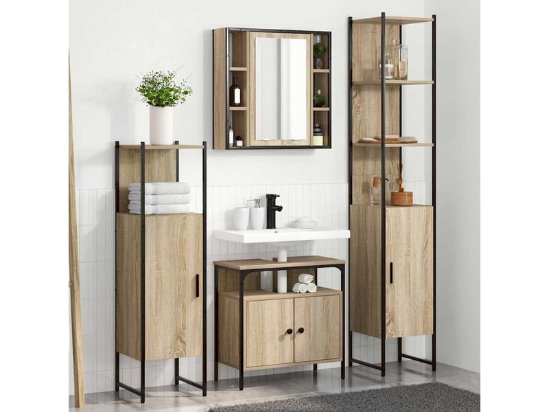  Ensemble de mobilier de salle de bain 4 pc chêne sonoma cf64519  - Conforama B