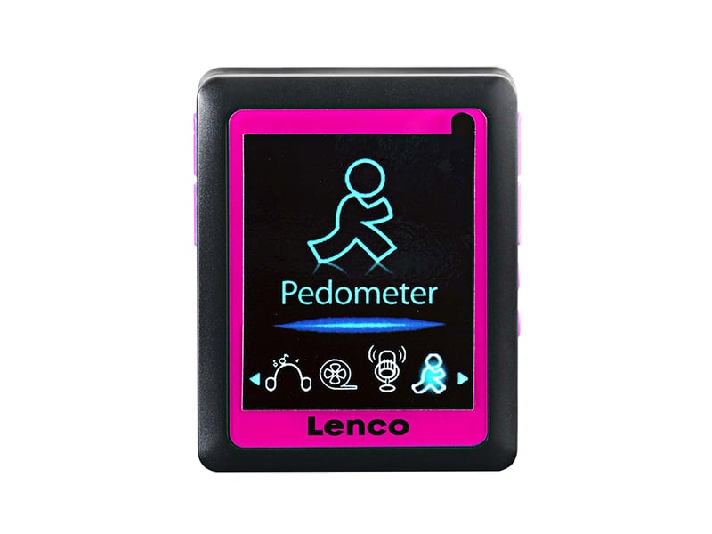 Lecteur mp3 ,  mp4 sport 4 go avec podomètre ,  clip et écouteurs lenco noir ,  rose PODO-152 PINK - Conforama A