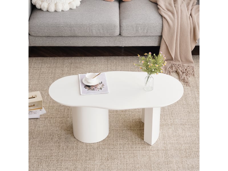  Table basse ovale blanc - 100 cm mdf table basse blanc - Conforama D