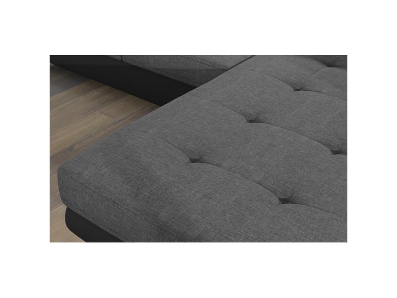 Canapé d'angle convertible amanda gris chiné et noir – tissu effet lin – angle droit - Conforama D