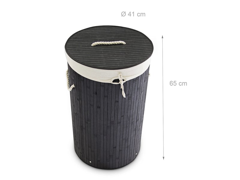  Panier à linge rond pliable grande capacité 65 x 41 cm facile à transporter style naturel en bambou beige 13_0005143  - Conforama B