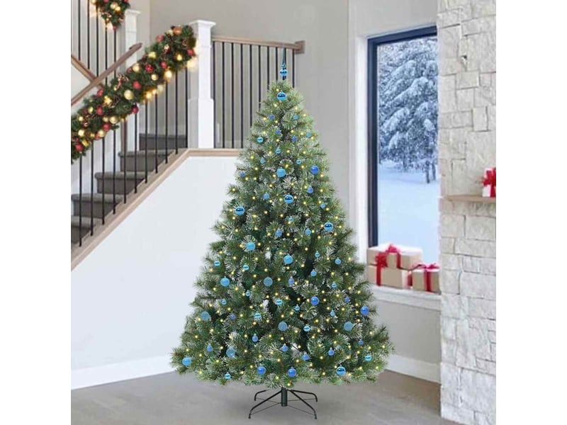  Sapin de noël artificiel, arbre de noël avec 300 led vert 240 cm pe et pvc shl1958  - Conforama B