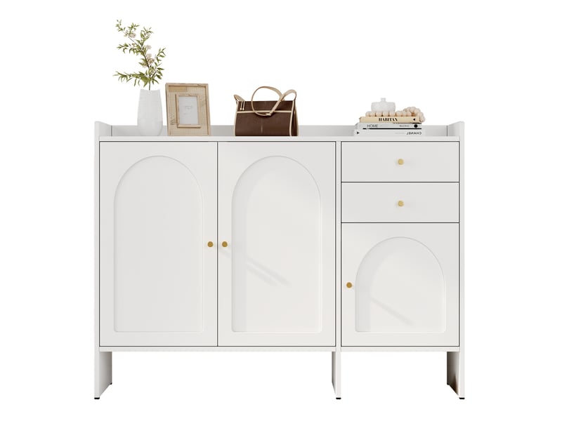  Meuble à chaussures 120x35x90 cm avec 3 portes et 2 tiroirs, blanc  - Conforama A