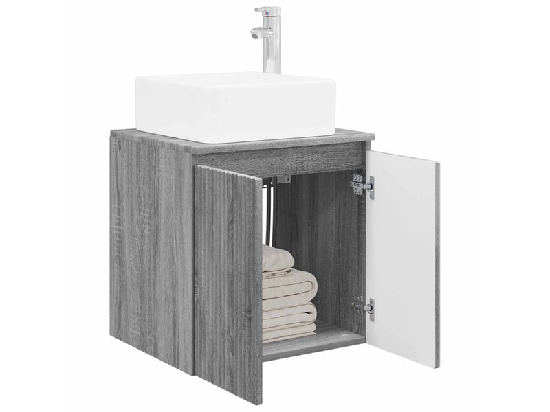 Vanité de lavabo mural, meuble de rangement sonoma gris 49.5x41x63 cm shl1258 - Conforama C