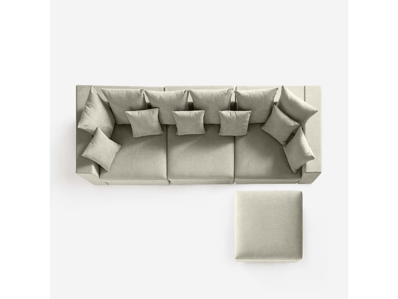  Canapé modulaire déhoussable made in italy avec pouf et coussins cortina a - beige  - Conforama E