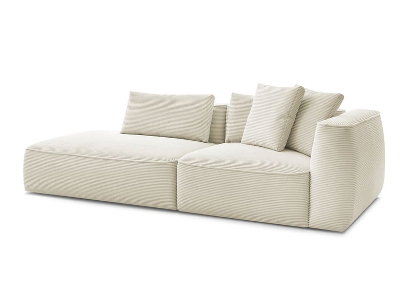 Bobochic canapé droit fixe 3 places leopold velours côtelé beige accoudoir droit LEOPOLD - Conforama A