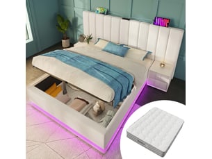 Lit coffre 180x200 cm OKWISH   coloris blanc