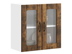Armoire murale de cuisine avec porte vitrée lucca chêne fumé bois d'ingénierie shl3789