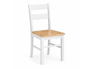 Lot de 2 chaises de cuisine 40x50,5x88,5 cm dossier à barreaux arrondi, bois blanc et chêne clair