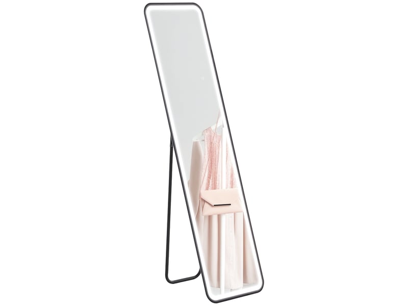  Miroir pleine longueur 150 x 40 cm avec éclairage led 3 couleurs, fonction mémoire et commandes tactiles intelligentes, noir  - Conforama A