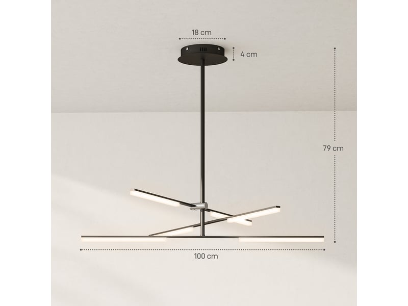 Plafonnier led moderne ø100x79 cm avec abat-jour en acrylique, angle d'éclairage réglable pour salon, chambre ou cuisine  - Conforama C