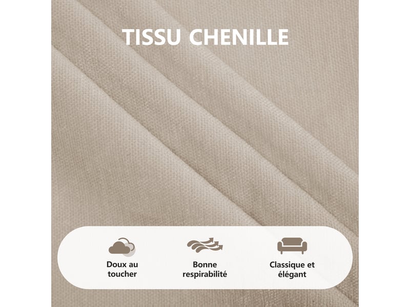  Canapé droit modulable 253x88x88 cm - mousse 28d - coussins lombaires et accoudoirs réglables - chenille douce - 3 places - marron  - Conforama R