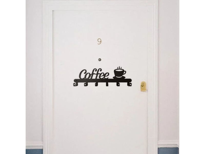  Porte-tasses à café en métal, crochet en forme de café, 6 crochets, support mural pour tasses à café, perçage sans clou  - Conforama E