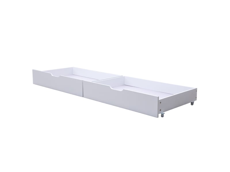  Lit superposé enfant 90x200 cm – blanc – maison avec tiroirs, étagères et échelle à 3 marches – sans matelas  - Conforama E