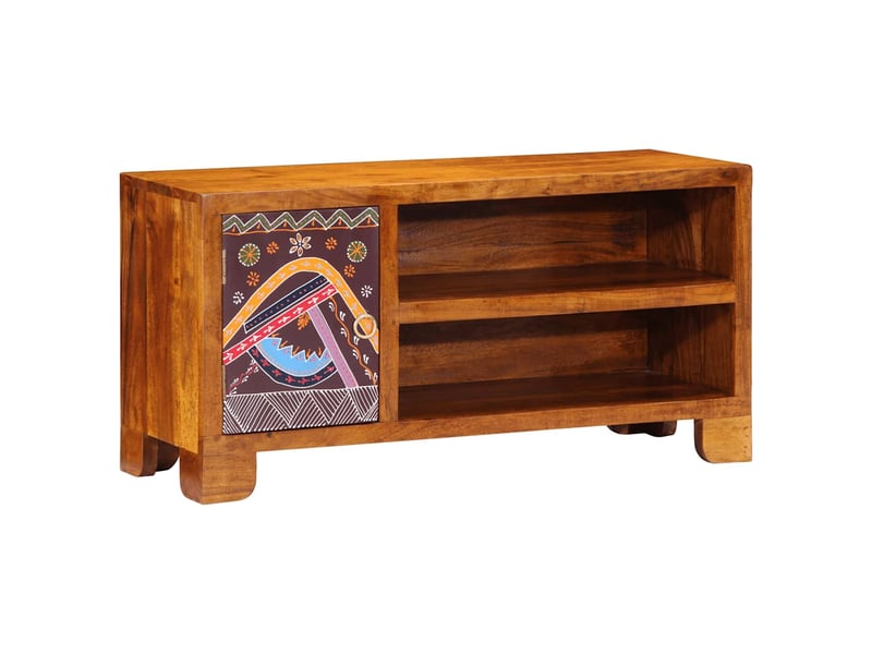  Meuble tv - banc tv - meuble de rangement multicolore 90x30x45 bois massif d'acacia  - Conforama C