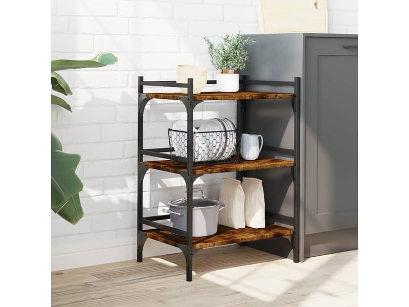  Chariot de cuisine, chariot de rangement chêne fumé 50x35x75,5 cm bois d'ingénierie  - Conforama C