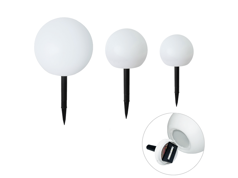  Ensemble de 3 lampadaires d'extérieur blancs avec led solaire ip44 - ludger  - Conforama A