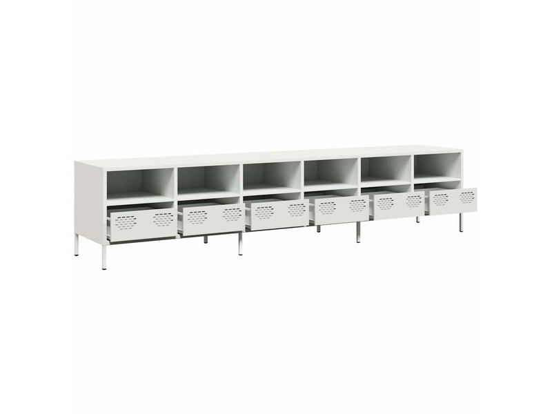  Meuble tv - banc tv - meuble de rangement blanc 202x39x43,5 cm acier laminé à froid  - Conforama D
