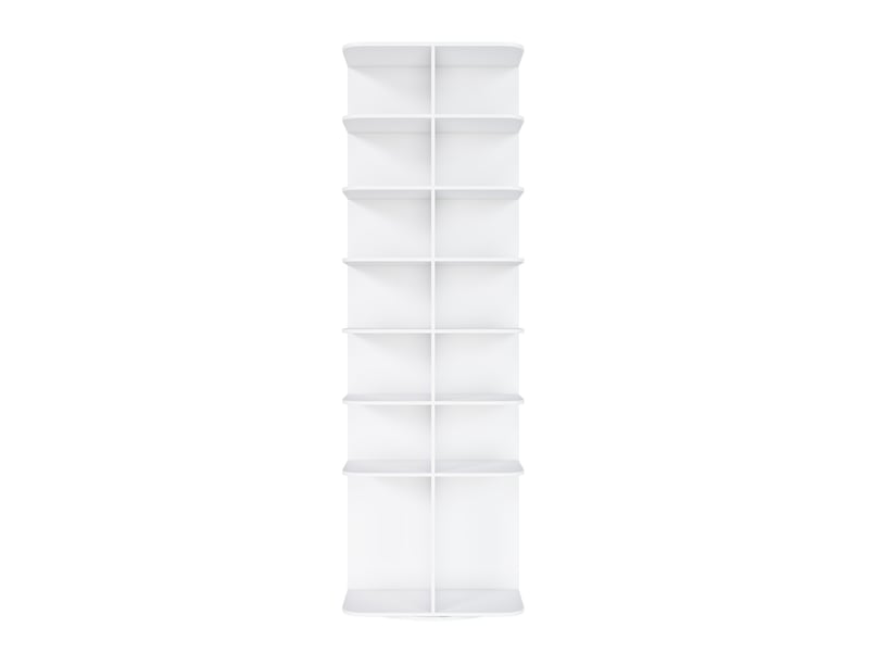 Meuble à chaussures rotatif 60 x 60 x 184 cm blanc pvc, 7 niveaux pour 28 paires et rangement gain de place - Conforama D