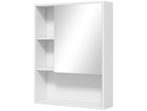 Armoire murale salle de bain avec miroir, meuble salle de bain, 5 compartiments et étagère réglable, 60x15x76cm, blanc