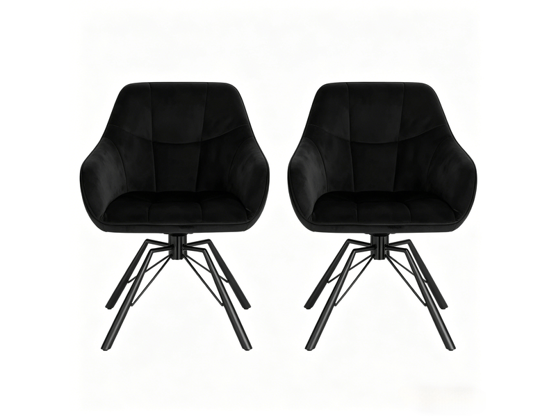  Lot de 2 chaises de salle à manger pivotantes,57x54x82,5 cm,velours,noir  - Conforama A