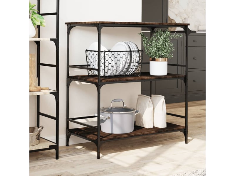 Chariot cuisine chêne marron 100,5x50x105 cm bois d'ingénierie - Conforama C