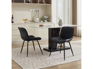 Lot de 2 chaises de salle à manger 50 x 47 x 77 cm – sièges en cuir , pieads métal – noir