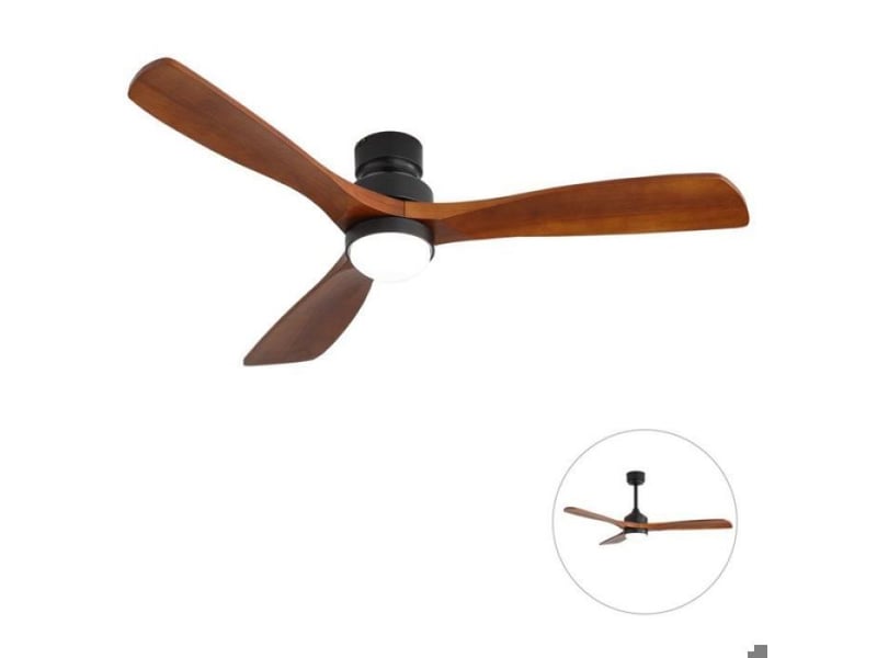  Ventilateur de plafond 52 pouces led, 3 pales bois massif, moteur dc silencieux, 6 vitesses et fonction mémoire des réglages  - Conforama A