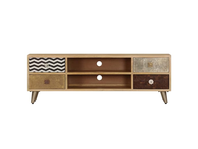  Meuble tv - banc tv - meuble de rangement 120x30x40 cm bois massif de manguier  - Conforama C