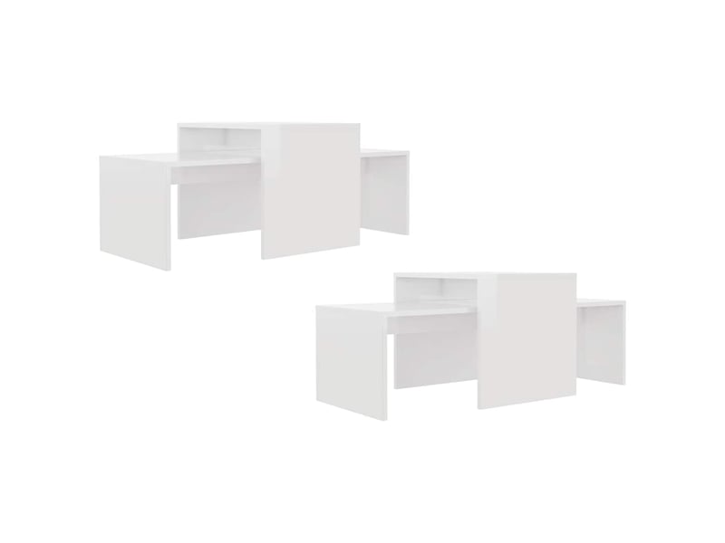  Ensemble de tables gigognes 2 pcs blanc brillant bois d’ingénierie  - Conforama E