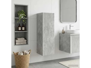 Cabinet salle de bain mural, meuble de rangement gris béton 33x34.5x100 cm shl4463