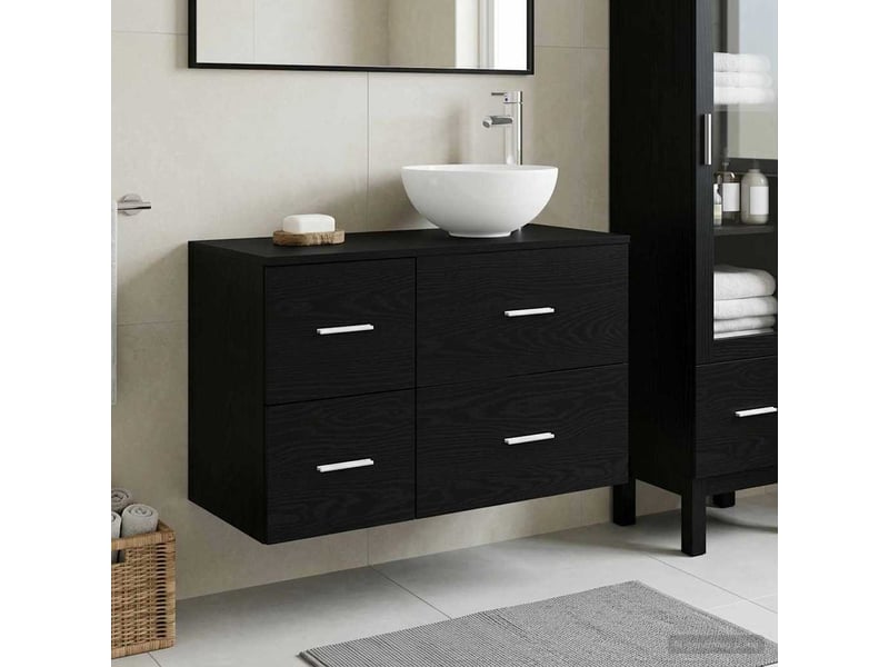  Ensemble de mobilier de salle de bain 2 pcs chêne noir shl5601  - Conforama B