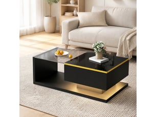 Table basse rectangulaire coloris noir LPOSPI - 50 cmx90 cm