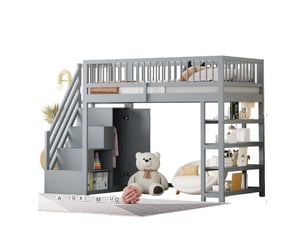 Lit mezzanine 90x200 cm WISHDOR   coloris gris