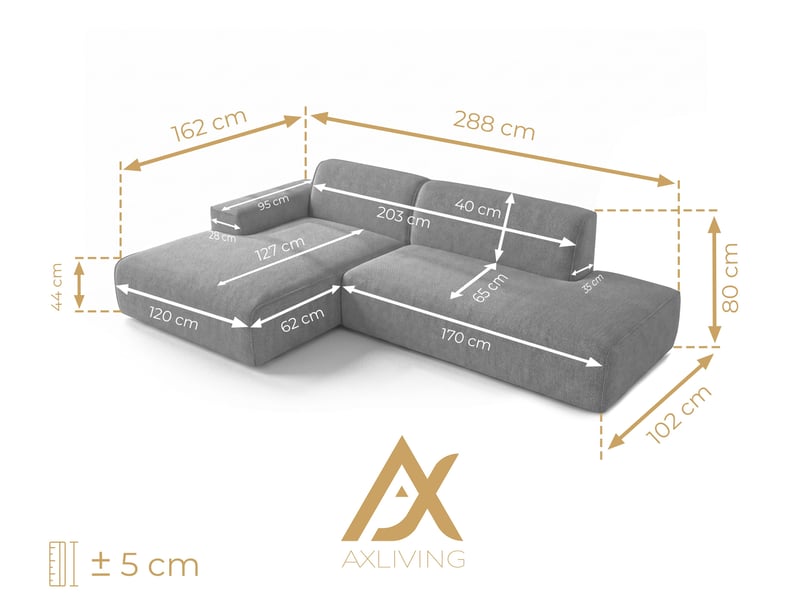  Canapé d'angle marron didim duo, 288 cm, tissu velours, modčle indépendant g Didim Duo - Conforama E