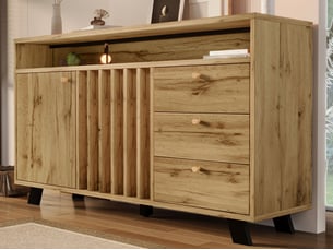 Buffet 2 porte(s) 3 tiroir(s) <strong>BGSRYAO</strong> <strong></strong> - 120 cm coloris marron
