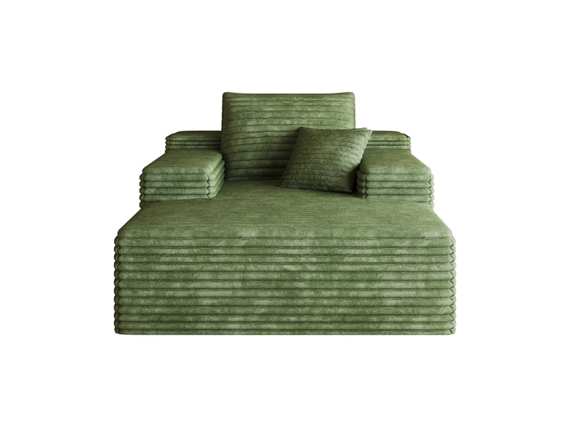  Canapé velours côtelé vert, méridienne assise profonde sans montage pour appartement, 115x159cm  - Conforama A