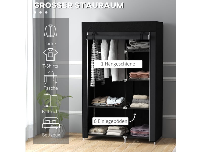  Armoire en tissu 103x43x162,5 cm 6 compartiments pliable métal noir  - Conforama E
