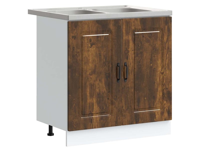 Meuble de rangement, armoire de cuisine kalmar chêne fumé 80x46x81,5cm - Conforama A
