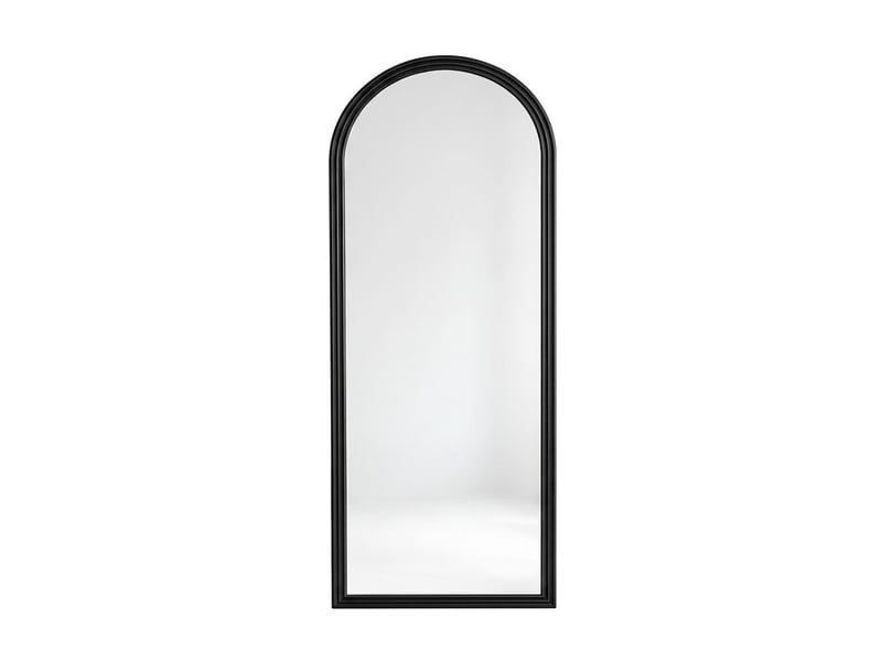 Miroir sur pied arqué pleine longueur 160 x 50 cm – grand miroir psyché autoportant avec cadre en bois massif et verre hd anti-déformation pour chambre, dressing et salon – noir - Conforama A