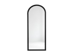 Miroir sur pied arqué pleine longueur 160 x 50 cm – grand miroir psyché autoportant avec cadre en bois massif et verre hd anti-déformation pour chambre, dressing et salon – noir