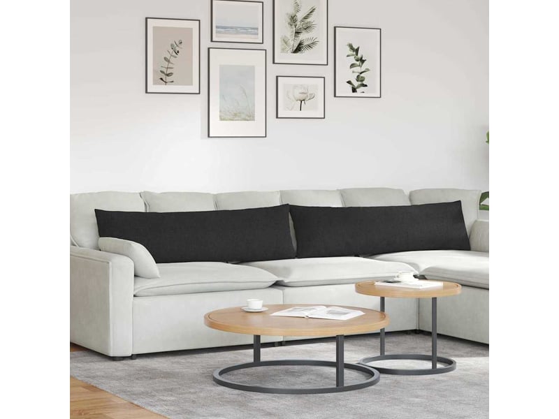 Lot de 2 coussins de canapé, coussins décoratifs tissu noir 145 x 40 cm cf58909 - Conforama B