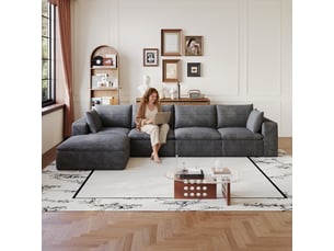 Canapé droit - tissu - gris foncé - pour salon et séjour