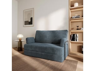 Canapé droit compressé convertible <strong>MASSENO</strong> <strong>LADIA TILIA 85 + STELAZ</strong> 2 places Velours côtelé TILIA 85