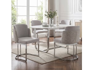 Lot de 4 chaises de salle à manger 61.5x53.5x86 cm dossier double métal gris clair et argenté