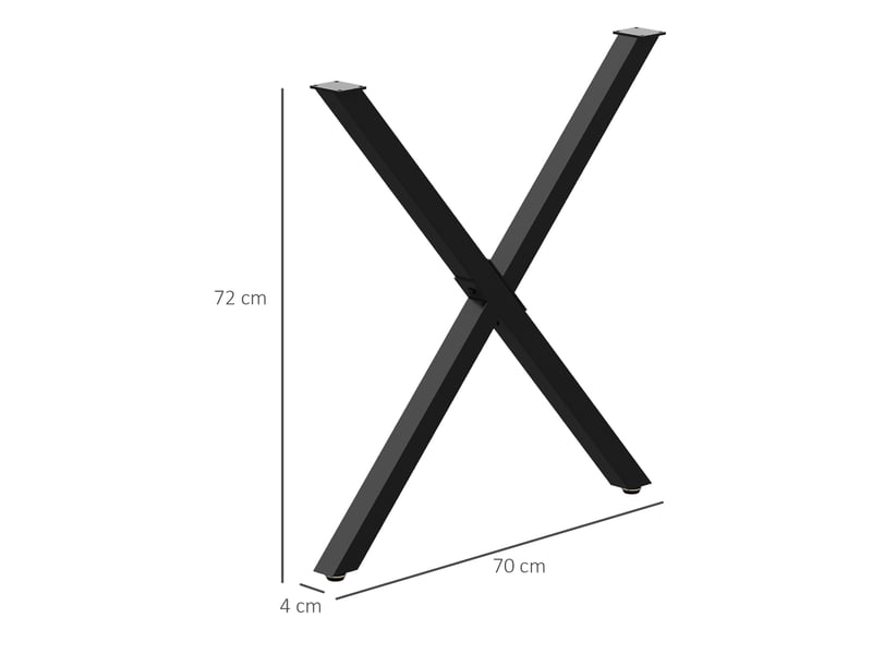  Lot de 2 pieds de table en forme en croix 70 x 72 cm noir design industriel pour table basse table de chevet  - Conforama C